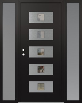 Diamond D8 64" x 80" black/black clear Glass Panel stainless steel RHI with 2 Sidelites frosted Glass