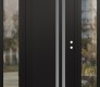 Modern Steel Front Door Diamond C6 64" x 80" black/white frosted Glass Panel black LHI with 2 Sidelites clear Glass