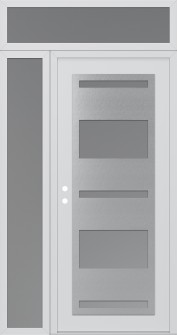 Diamond C10 50" x 96" white/white frosted Glass Panel stainless steel RHI with Sidelite and Transom frosted Glass