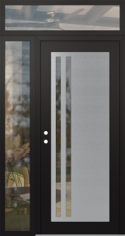 Diamond C6 48" x 96" black/black clear Glass Panel stainless steel RHI with Sidelite and Transom clear Glass