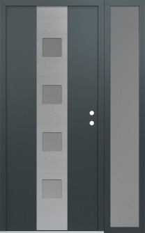 DIAMOND A12 48" X 80" ANTHRACITE/ANTHRACITE FROSTED GLASS PANEL STAINLESS STEEL LHI WITH SIDELITE FROSTED GLASS