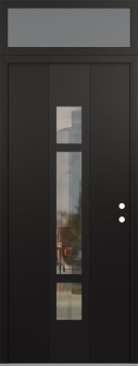 DIAMOND A9 36" X 96" BLACK/BLACK CLEAR GLASS PANEL BLACK LHI WITH TRANSOM FROSTED GLASS