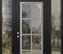 Modern Steel Front Door Diamond C16 68" x 96" black/black clear Glass Panel stainless steel RHI with 2 Sidelites and Transom clear Glass
