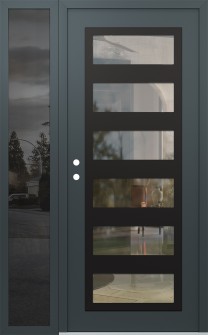 Diamond C9 52" x 80" anthracite/anthracite clear Glass Panel black RHI with Sidelite mirrored Glass