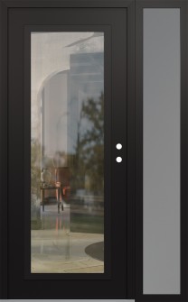 Diamond C1 52" x 80" black/black clear Glass Panel black LHI with Sidelite frosted Glass