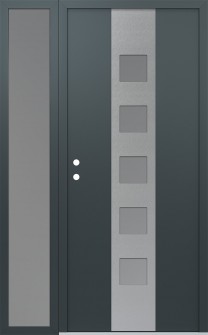 DIAMOND A13 48" X 80" ANTHRACITE/ANTHRACITE FROSTED GLASS PANEL STAINLESS STEEL RHI WITH SIDELITE FROSTED GLASS