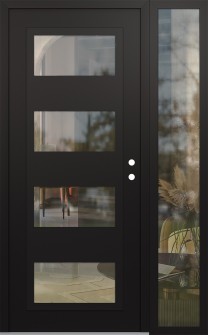 Diamond C2 50" x 80" black/black clear Glass Panel black LHI with Sidelite clear Glass