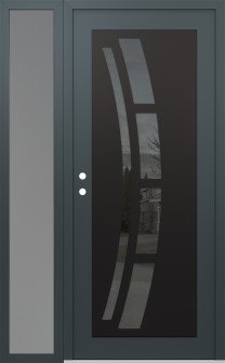 Diamond C12 52" x 80" anthracite/anthracite mirrored Glass Panel black RHI with Sidelite frosted Glass