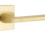 Emtek helios door lever with square rosette privacy right hand satin brass (us4) 5210