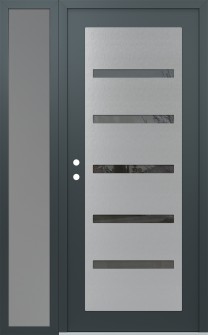 Diamond C7 50" x 80" anthracite/anthracite mirrored Glass Panel stainless steel RHI with Sidelite frosted Glass