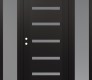 Modern Steel Front Door Diamond C7 64" x 80" black/white frosted Glass Panel black RHI with 2 Sidelites frosted Glass