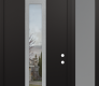 DIAMOND A1 48" X 96" BLACK/BLACK CLEAR GLASS PANEL STAINLESS STEEL RHI WITH SIDELITE AND TRANSOM FROSTED GLASS