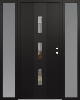DIAMOND A7 64" X 80" BLACK/BLACK CLEAR GLASS PANEL BLACK LHI WITH 2 SIDELITES FROSTED GLASS