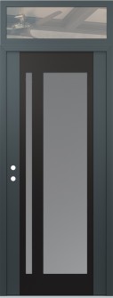 Diamond C15 36" x 96" anthracite/anthracite frosted Glass Panel black RHI with Transom clear Glass
