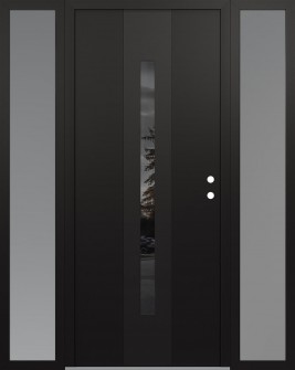 DIAMOND A2 60" X 80" BLACK/BLACK MIRRORED GLASS PANEL BLACK LHI WITH 2 SIDELITES FROSTED GLASS