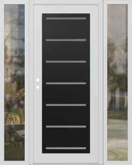 Diamond C11 68" x 80" white/white frosted Glass Panel black RHI with 2 Sidelites clear Glass