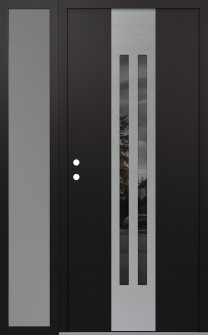 DIAMOND A8 48" X 80" BLACK/BLACK MIRRORED GLASS PANEL STAINLESS STEEL RHI WITH SIDELITE FROSTED GLASS