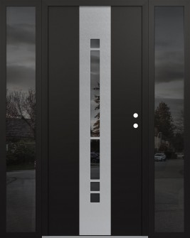 DIAMOND A3 60" X 80" BLACK/BLACK MIRRORED GLASS PANEL STAINLESS STEEL LHI WITH 2 SIDELITES MIRRORED GLASS