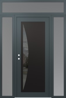 Diamond C13 68" x 96" anthracite/anthracite mirrored Glass Panel black RHI with 2 Sidelites and Transom frosted Glass