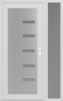 Diamond C8 50" x 80" white/white frosted Glass Panel stainless steel LHI with Sidelite frosted Glass