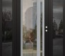 Modern Steel Front Door Diamond C15 64" x 80" black/black clear Glass Panel stainless steel LHI with 2 Sidelites mirrored Glass
