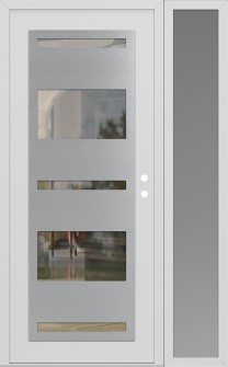 Diamond C10 48" x 80" white/white clear Glass Panel stainless steel LHI with Sidelite frosted Glass
