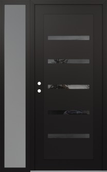 Diamond C7 52" x 80" black/black mirrored Glass Panel black RHI with Sidelite frosted Glass