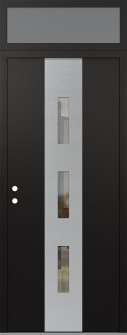 DIAMOND A7 36" X 96" BLACK/BLACK CLEAR GLASS PANEL STAINLESS STEEL RHI WITH TRANSOM FROSTED GLASS