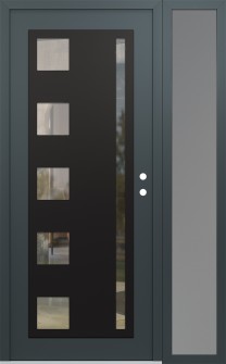 Diamond C3 48" x 80" anthracite/anthracite clear Glass Panel black LHI with Sidelite frosted Glass