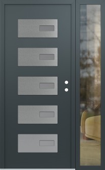 Diamond D7 50" x 80" anthracite/anthracite frosted Glass Panel stainless steel LHI with Sidelite clear Glass