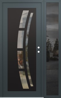 Diamond C12 52" x 80" anthracite/anthracite clear Glass Panel black LHI with Sidelite mirrored Glass