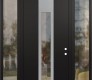 Modern Steel Front Door DIAMOND A1 60" X 96" BLACK/BLACK CLEAR GLASS PANEL STAINLESS STEEL LHI WITH 2 SIDELITES AND TRANSOM CLEAR GLASS