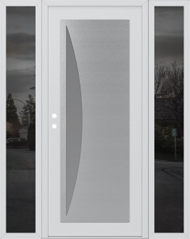 Diamond C13 60" x 80" white/white frosted Glass Panel stainless steel RHI with 2 Sidelites mirrored Glass