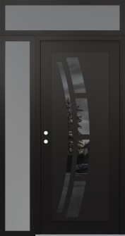 Diamond C12 52" x 96" black/black mirrored Glass Panel black RHI with Sidelite and Transom frosted Glass