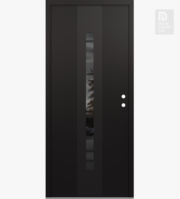 Modern Steel Front Door DIAMOND A3 36" X 80" BLACK/BLACK MIRRORED GLASS PANEL BLACK LHI