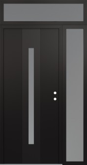 DIAMOND A2 52" X 96" BLACK/WHITE FROSTED GLASS PANEL BLACK LHI WITH SIDELITE AND TRANSOM FROSTED GLASS