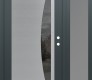 Modern Steel Front Door Diamond C13 52" x 80" anthracite/anthracite mirrored Glass Panel stainless steel LHI with Sidelite frosted Glass