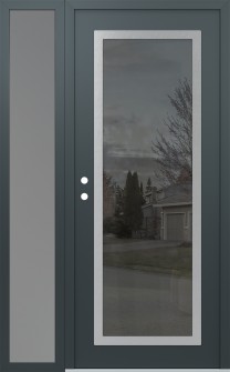 Diamond C1 50" x 80" anthracite/anthracite mirrored Glass Panel stainless steel RHI with Sidelite frosted Glass