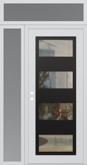 Diamond C2 50" x 96" white/white clear Glass Panel black RHI with Sidelite and Transom frosted Glass