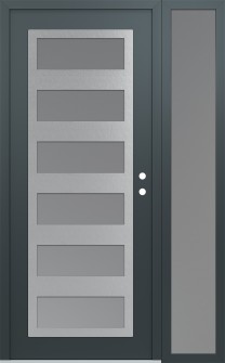 Diamond C9 52" x 80" anthracite/anthracite frosted Glass Panel stainless steel LHI with Sidelite frosted Glass