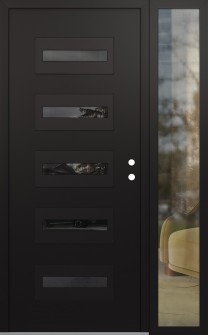 Diamond D4 50" x 80" black/black mirrored Glass Panel black LHI with Sidelite clear Glass