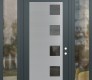 Modern Steel Front Door Diamond C5 64" x 96" anthracite/anthracite mirrored Glass Panel stainless steel LHI with 2 Sidelites and Transom clear Glass