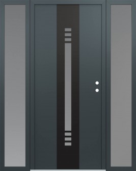 DIAMOND A5 68" X 80" ANTHRACITE/ANTHRACITE FROSTED GLASS PANEL BLACK LHI WITH 2 SIDELITES FROSTED GLASS