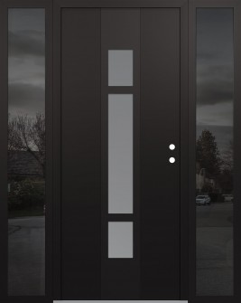 DIAMOND A9 64" X 80" BLACK/WHITE FROSTED GLASS PANEL BLACK LHI WITH 2 SIDELITES MIRRORED GLASS