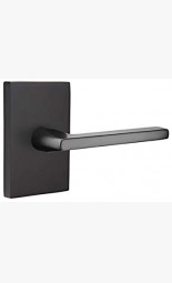 EMTEK HELIOS LEVER WITH MODERN RECTANGULAR ROSETTE PRIVACY RH FLAT BLACK (US19) 5212