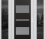 Modern Steel Front Door Diamond C10 68" x 80" white/white frosted Glass Panel black LHI with 2 Sidelites mirrored Glass