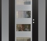 Modern Steel Front Door Diamond C2 60" x 80" black/black clear Glass Panel stainless steel LHI with 2 Sidelites frosted Glass