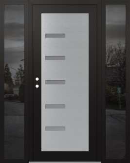 Diamond C8 60" x 80" black/white frosted Glass Panel stainless steel RHI with 2 Sidelites mirrored Glass