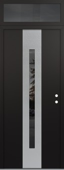 DIAMOND A2 36" X 96" BLACK/BLACK MIRRORED GLASS PANEL STAINLESS STEEL LHI WITH TRANSOM MIRRORED GLASS