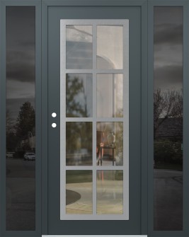 Diamond C16 64" x 80" anthracite/anthracite clear Glass Panel stainless steel RHI with 2 Sidelites mirrored Glass